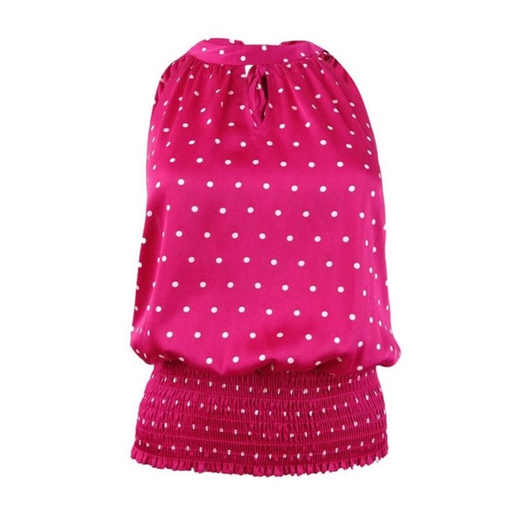 INC International Concepts Pink Polka Dot Blouse NWT!